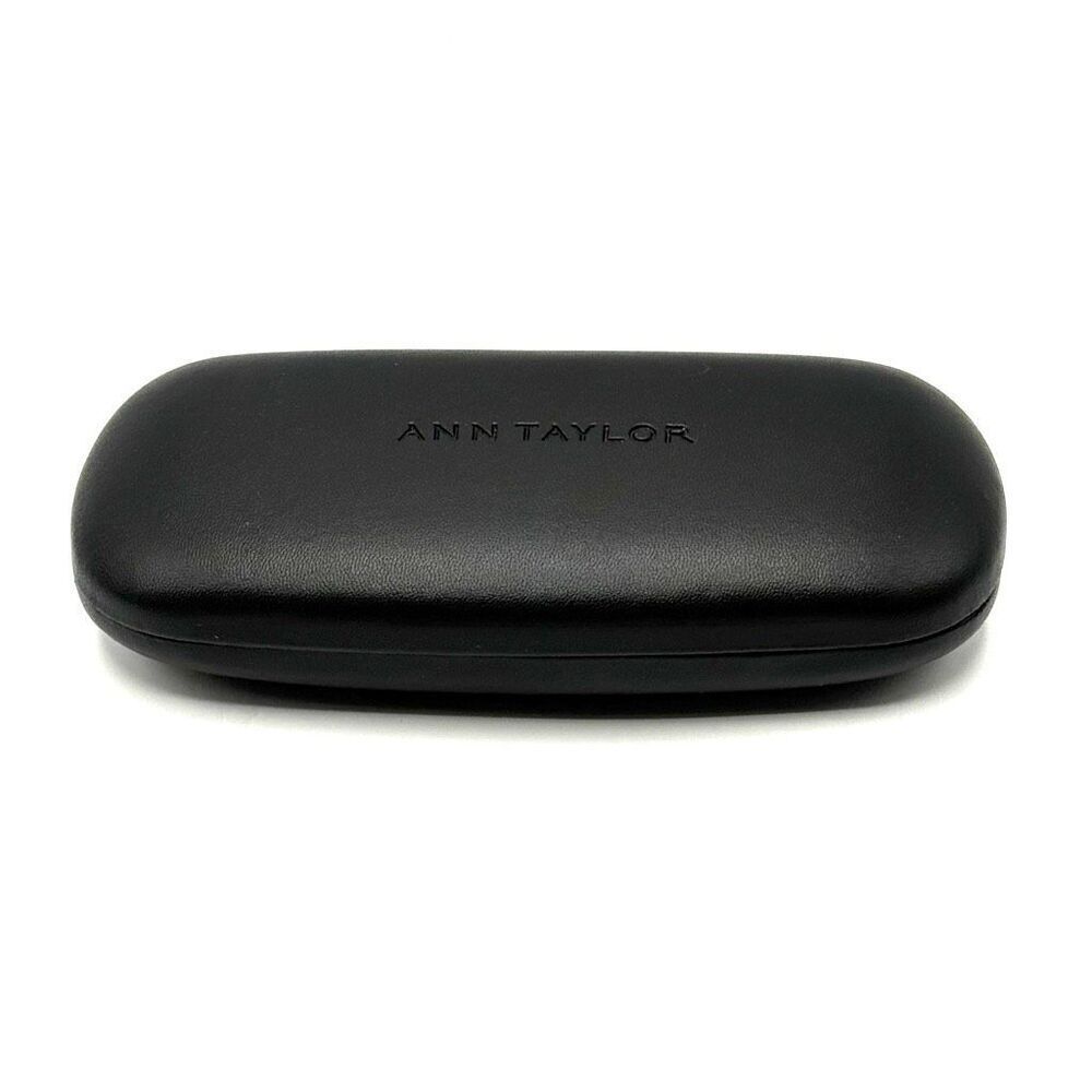 Ann Taylor Black Leather Embossed Signature Clamshell for Sunglasses Reading Gla